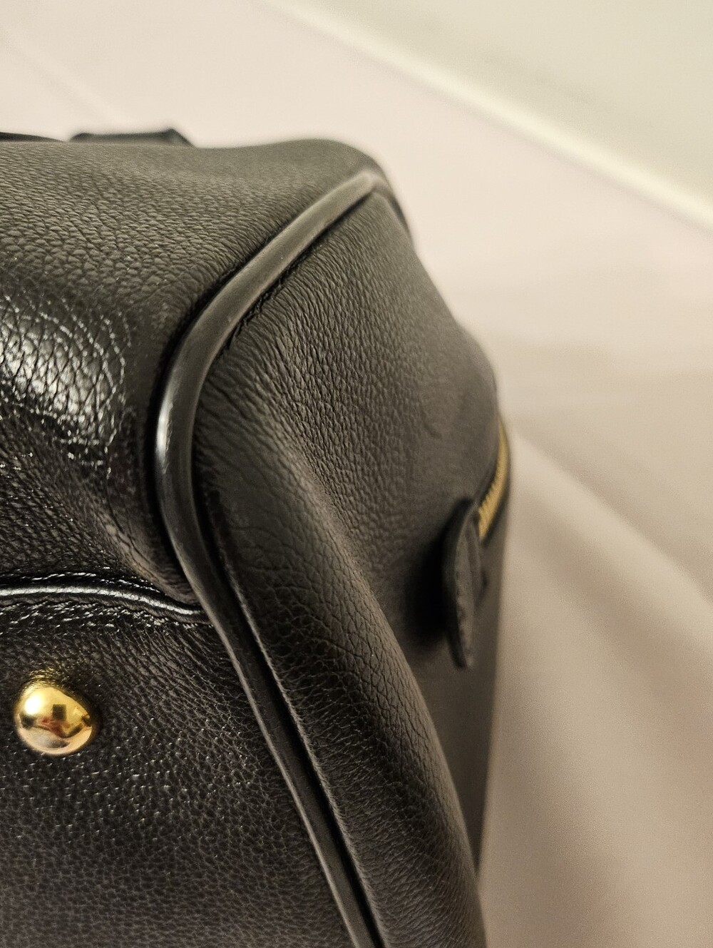 MCM Black Pebbled Leather Boston Bowler Satchel – Gold Hardware - Picture 12 of 16
